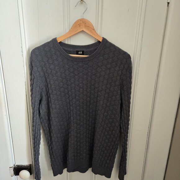 Grey Honeycomb H & M Men's Sweater (22" PTP) - Picture 4 of 7